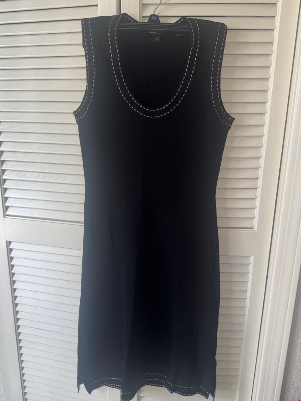 BCBG Sleeveless Black Mini Dress with Contrast Stitching